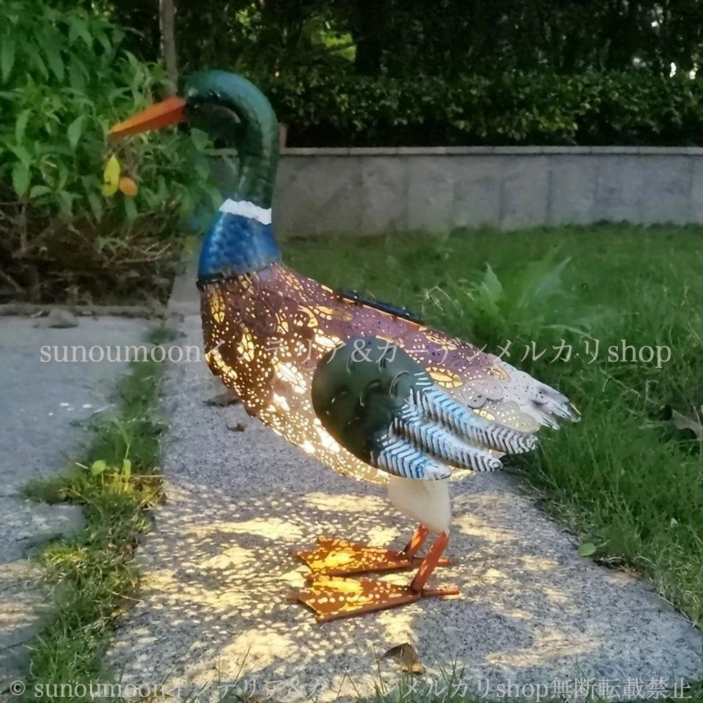 インテリア かわいい ガーデン オブジェ バード ソーラー アニマル グリーン カモ ガーデンインテリア ガーデンライト ガーデン雑貨 雑貨 鳥 金属 お洒落 おしゃれ 庭 置物 庭の装飾 4-7 ガーデニング