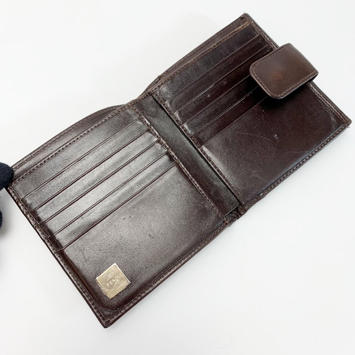 FENDI フェンディ ズッカ柄 Wホック キャンバス レザー 2つ折り