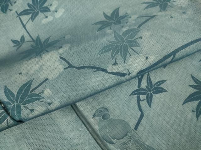 平和屋着物▽訪問着 無双 紗袷 紗×絽 枝花に休み鳥 正絹 逸品 未使用