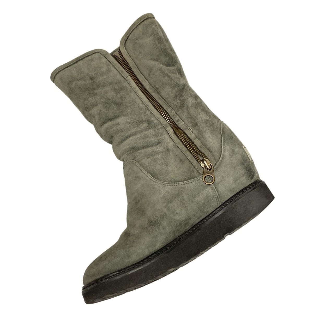 UGG グレー スエード ジッパー付きショートブーツ UGG(アグ) ショートブーツ 24 レディース - 1006563 グレー