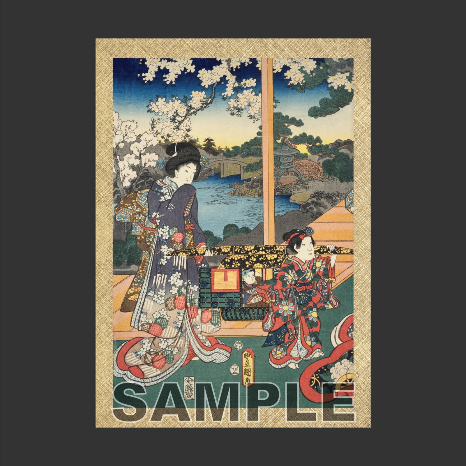 豊国三代（三代歌川豊国）「源氏十二ケ月之内 弥生-2」 日本画ポスター