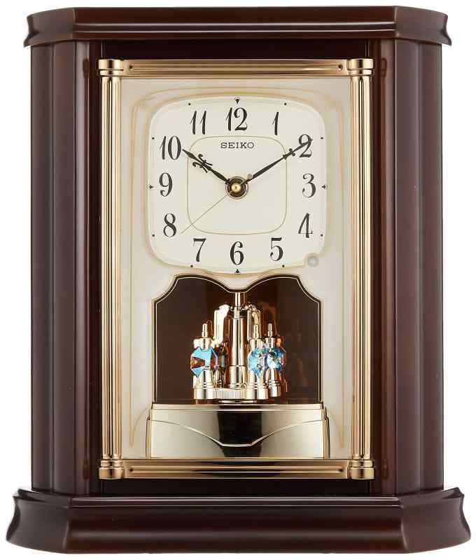セイコークロック Seiko Clock 置き時計 電波 アナログ 回転飾り 木枠 濃茶 木地 BY233B SEIKO