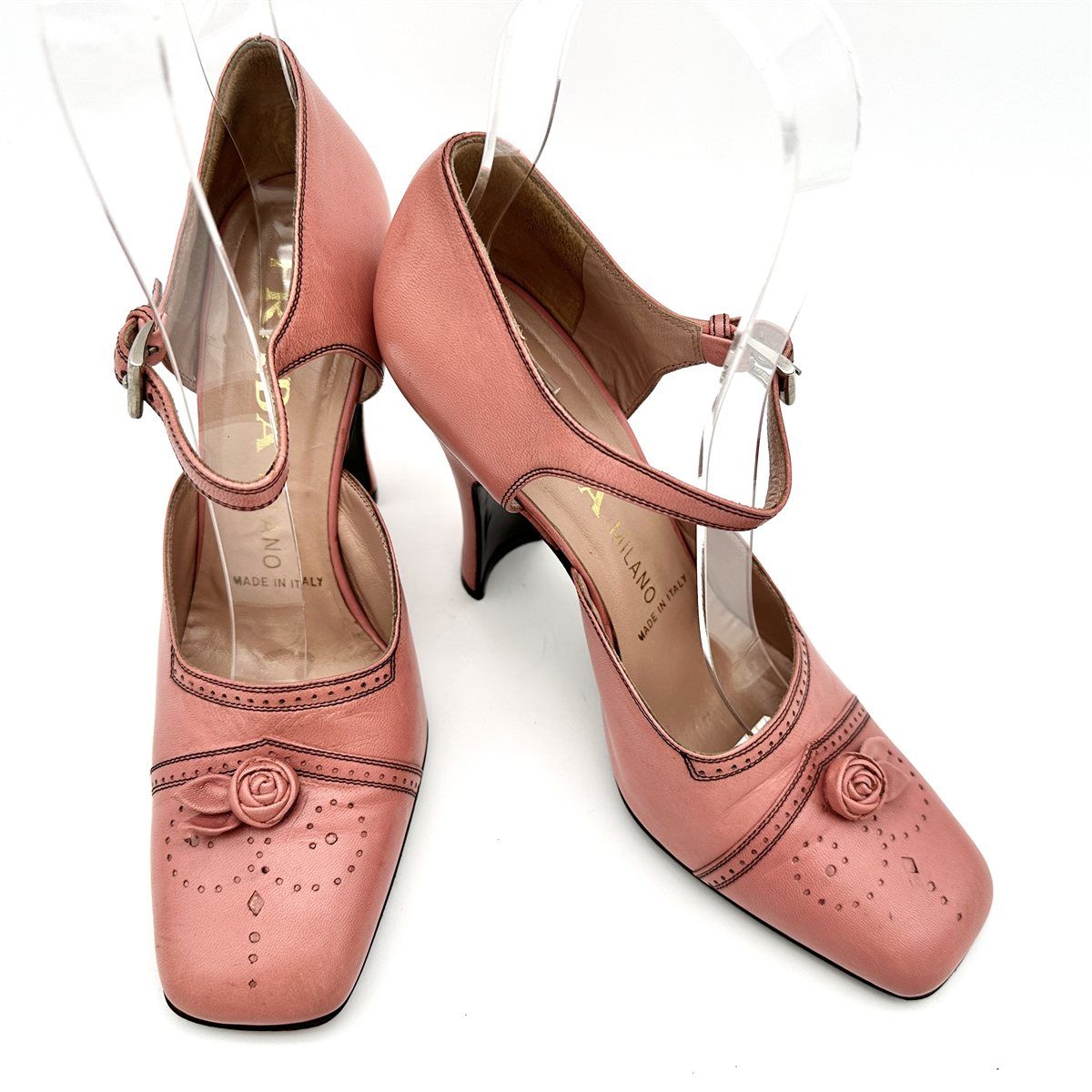 PRADA ハイヒール セパレートパンプス 本革 アンクルストラップ 
