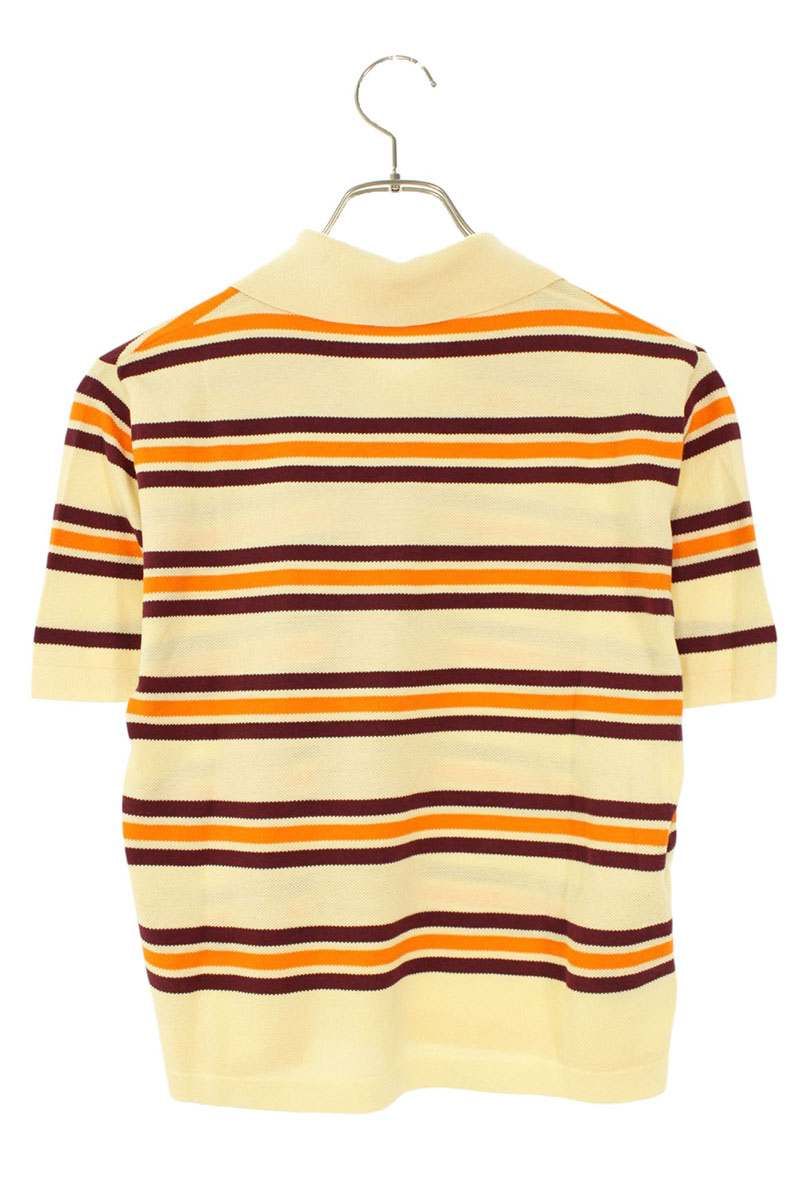 ロゴ刺繍シルクコットン半袖ポロシャツ レディース