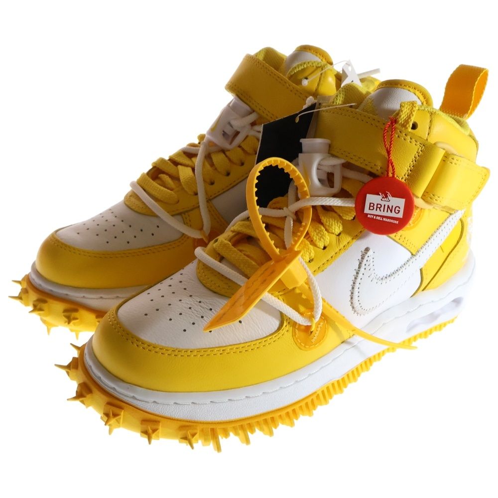 NIKE ナイキ ×Off-White AIR FORCE 1 MID SP LTHR オフホワイト エアフォース1 ミッドカットスニーカー レディース イエロー ホワイト US4 23.0cm DR0500-101