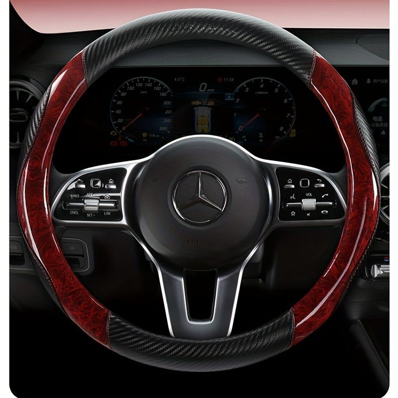 ハンドルカバー カー用品 カーインテリア 雑貨 車 車内グッズ 滑り止め 木目 かわいい ミニバン セダン かっこいい オシャレ キレイ シンプル 男性向け 女性向け 軽自動車 普通車 38cmハンドル対応 木目調 PVC PUレザー 赤 黒 白 茶色 BRIGHTFACE_UK
