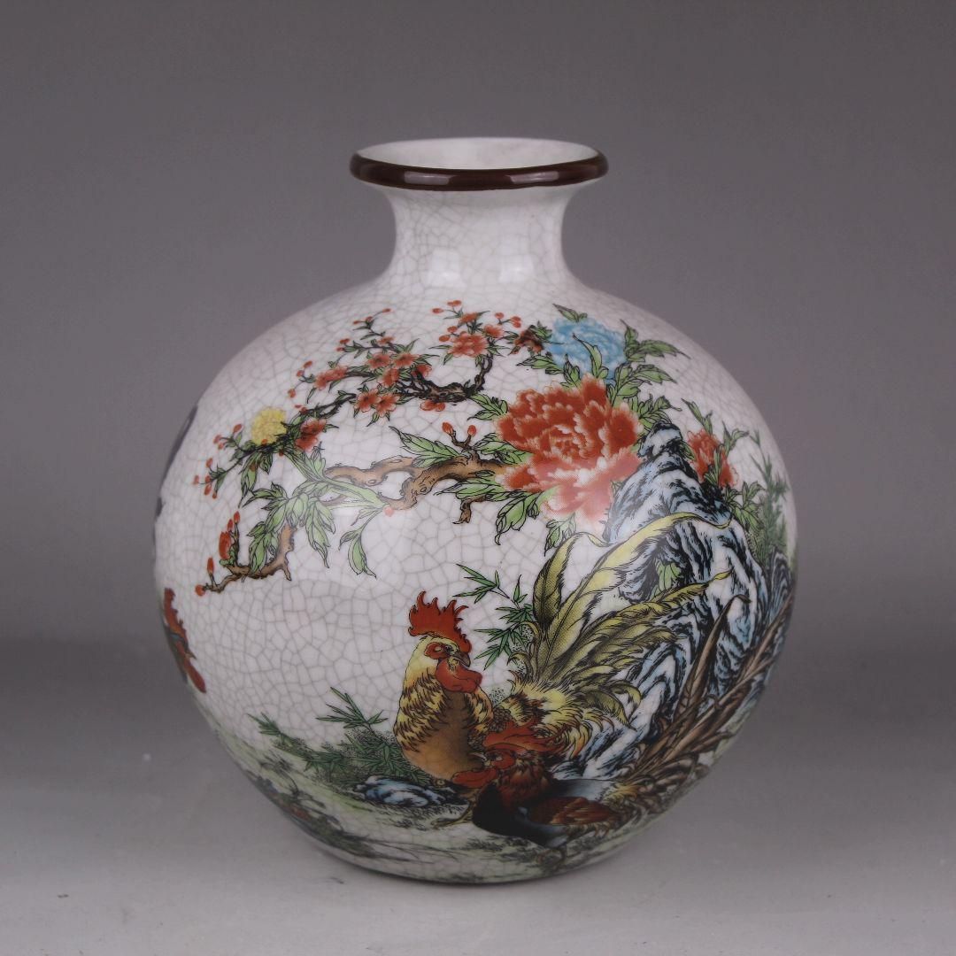 大清乾隆粉彩富貴大吉林檎樽瓶 景徳鎮 陶磁器 装飾品 現代工芸品
