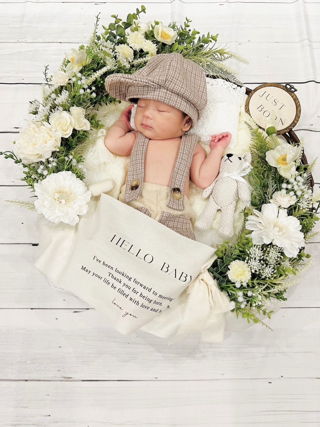 ニューボーンフォトセット ホワイトグリーン