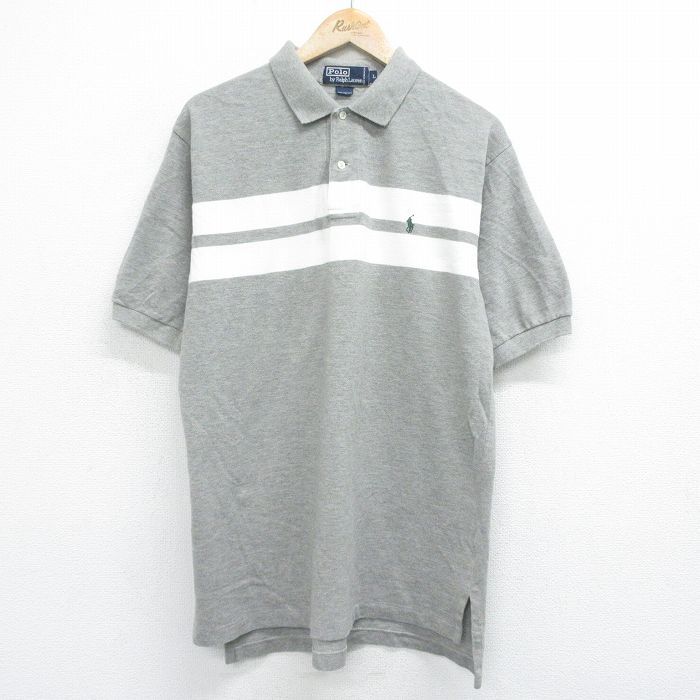XL/古着 ラルフローレン 半袖 ブランド ポロ シャツ メンズ 90s ワンポイントロゴ 大きいサイズ コットン グレー 霜降り他 24apr01 中古 ト