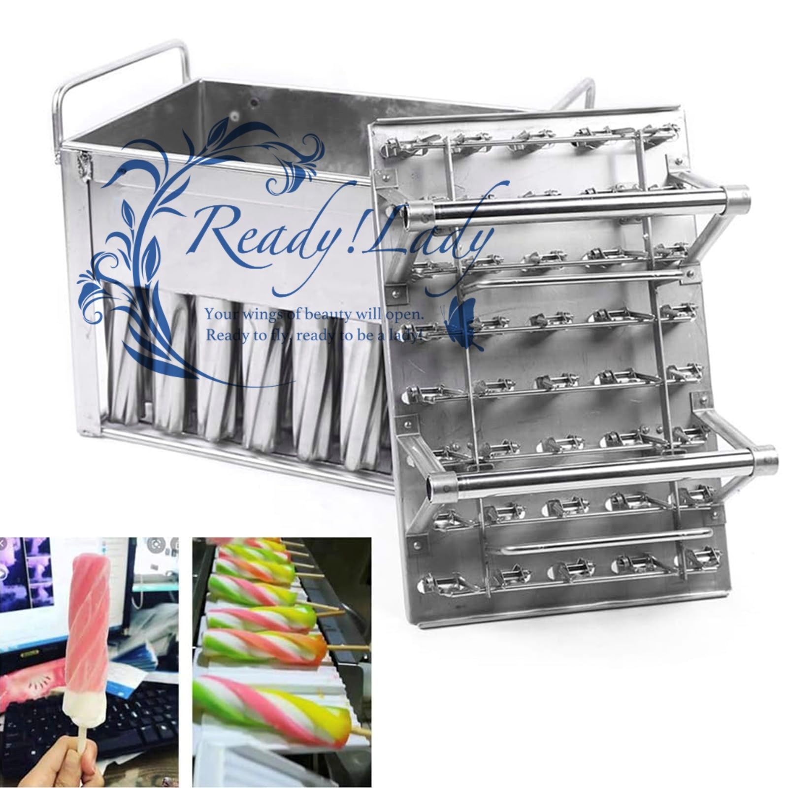 アイスキャンディー型 ステンレス 40本用 40個の業務用ステンレススチール製アイスキャンディー型、再利用可能な