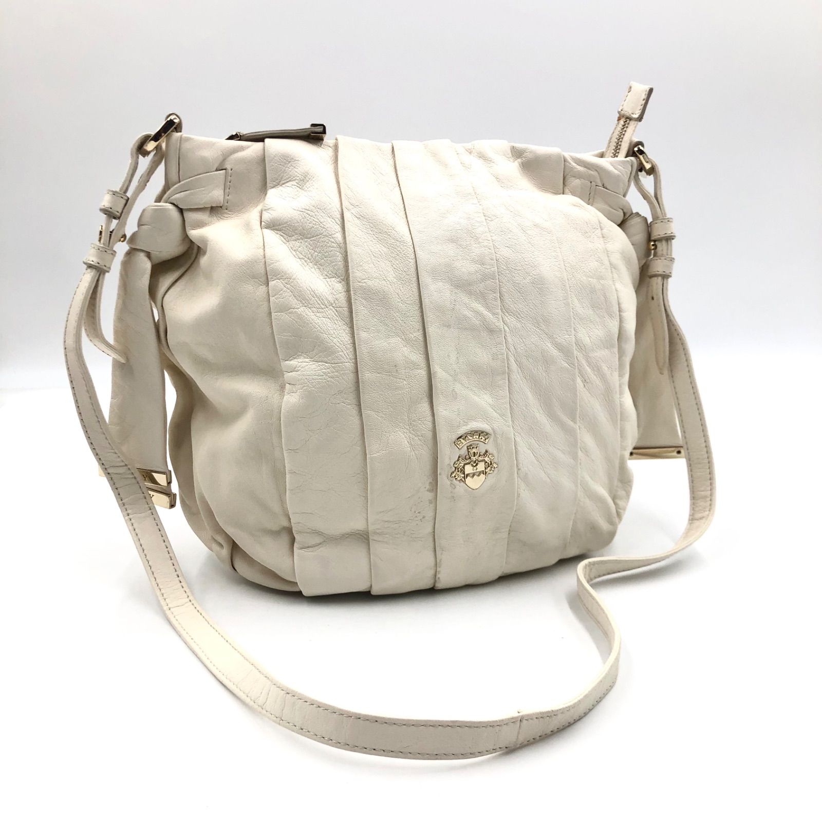 □良品□BALLY バリー ロゴ金具エンブレム ショルダーバッグ ギャザー 