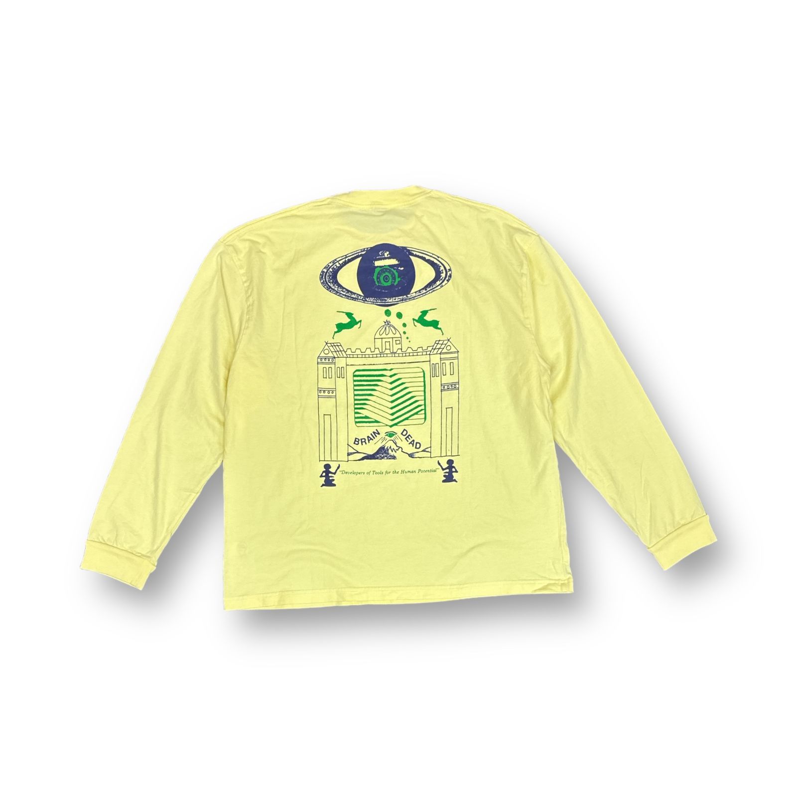 定価11000円 BRAIN DEAD 23AW New Dimensions LS T-Shirt ニュー ディメンションズ Tシャツ ロングスリーブ ブレインデッド BDF23T0100355WH04 イエロー系 L  72496A3