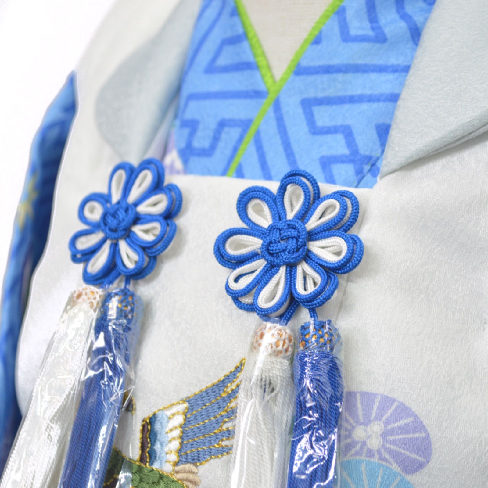 男の子 お祝着 一つ身 初節句 ハーフバースデー 赤ちゃん 着物 被布 和装 被布セット 水色 グレー 匿名配送