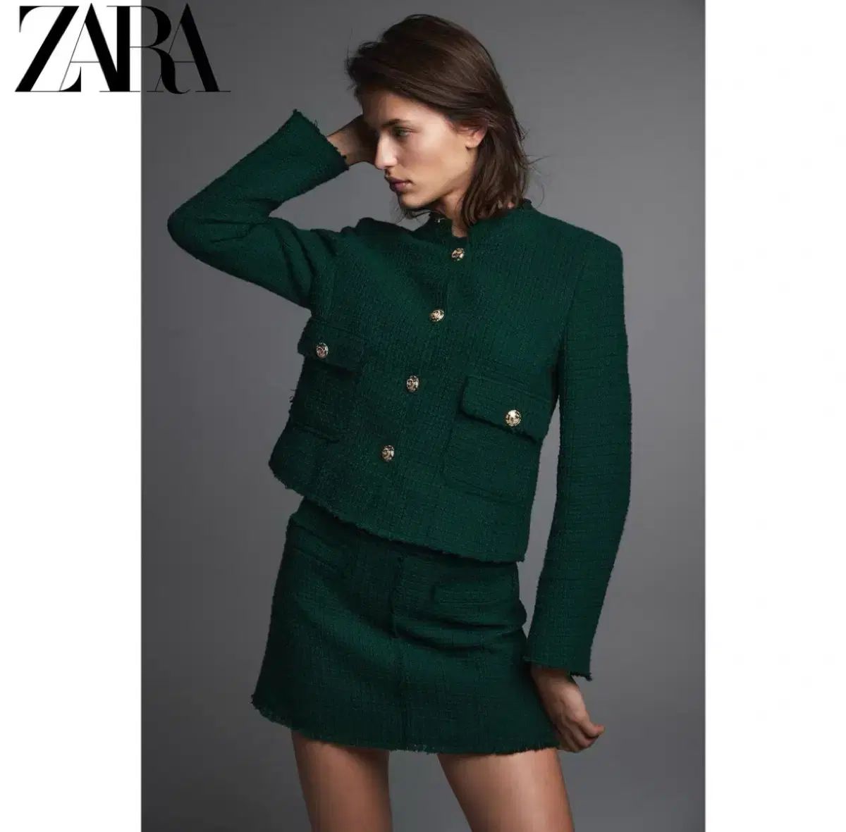 ZARA ザラ ボタン テクスチャー ジャケット スカート
