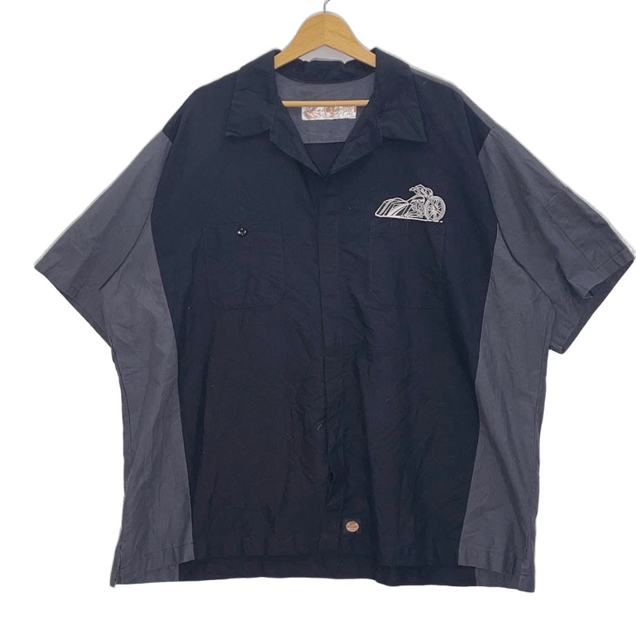 USAデザイン レッドキャップ バックプリント 2XL 古着半袖 ワークシャツ US古着】RED KAP レッドキャップ ロゴ刺? 半袖ワークシャツ