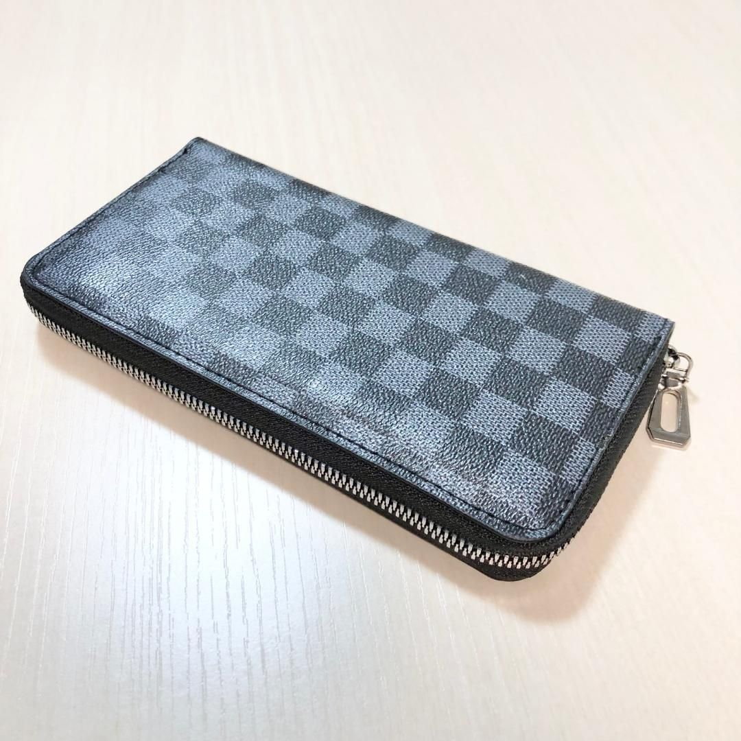 市松模様 チェック ブラック ラウンドファスナー メンズ レディース 長財布 通販 市松模様 チェック ブラック ラウンドファスナー メンズ レディース 長財布