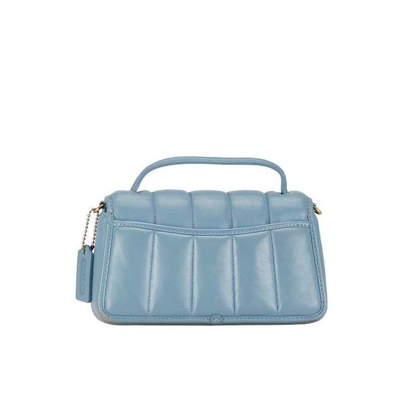 COACH ターコイズブルー　レザー ハンドバッグ　ターンロック　ゴールド COACH - コーチ COACH ☆ミラーメタリックレザー ターンロック