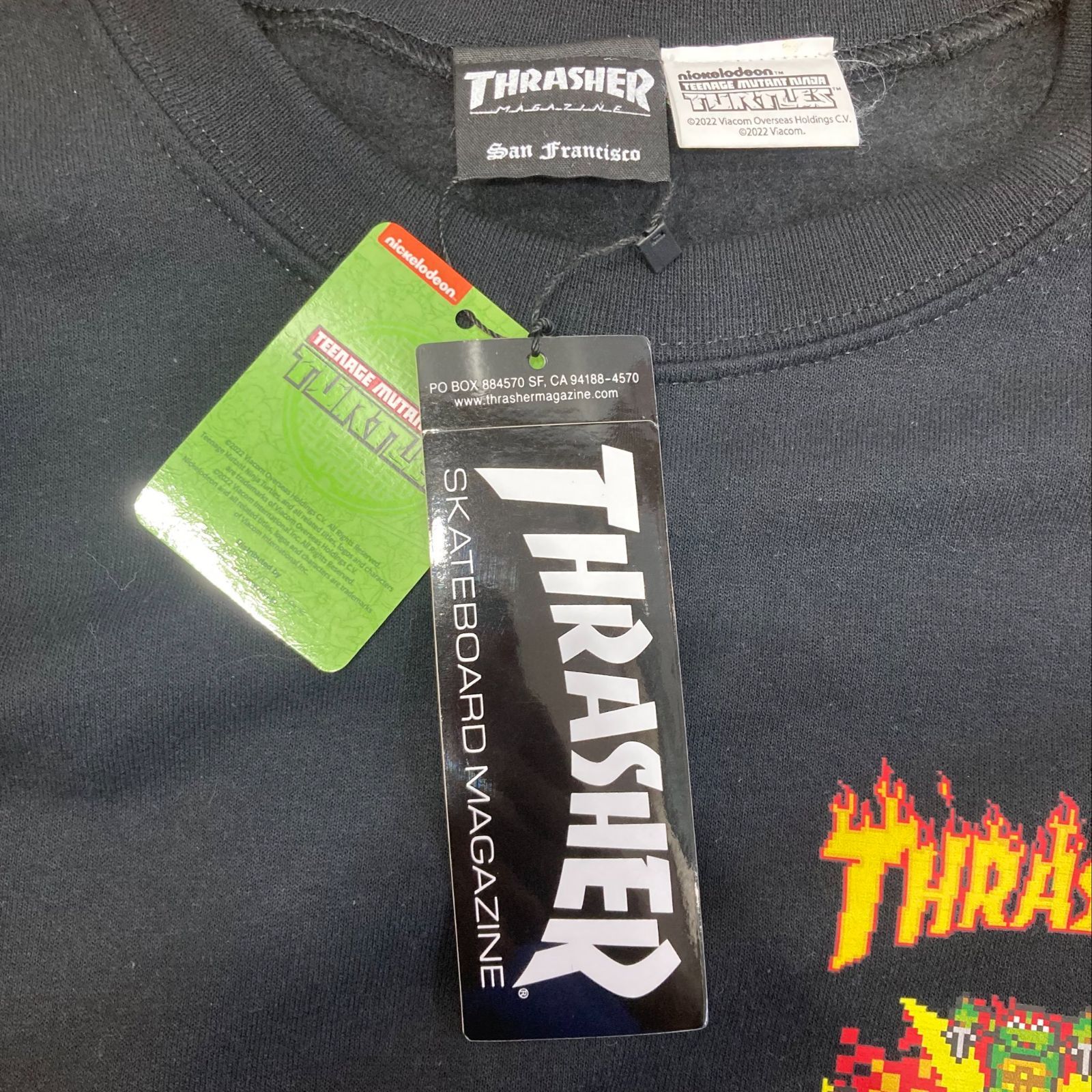 美品 THRASHER TEENAGE MUTANT NINJA TURTLES CREW SWEAT BLACK