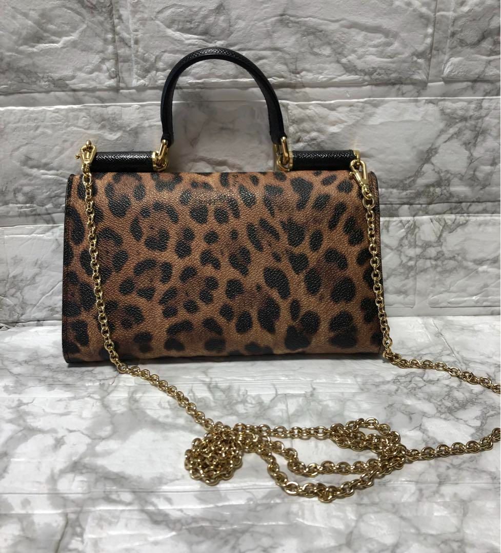 ドルチェ&ガッバーナ 美品 ヒョウ柄 お財布バッグ 2way ブラウン系 