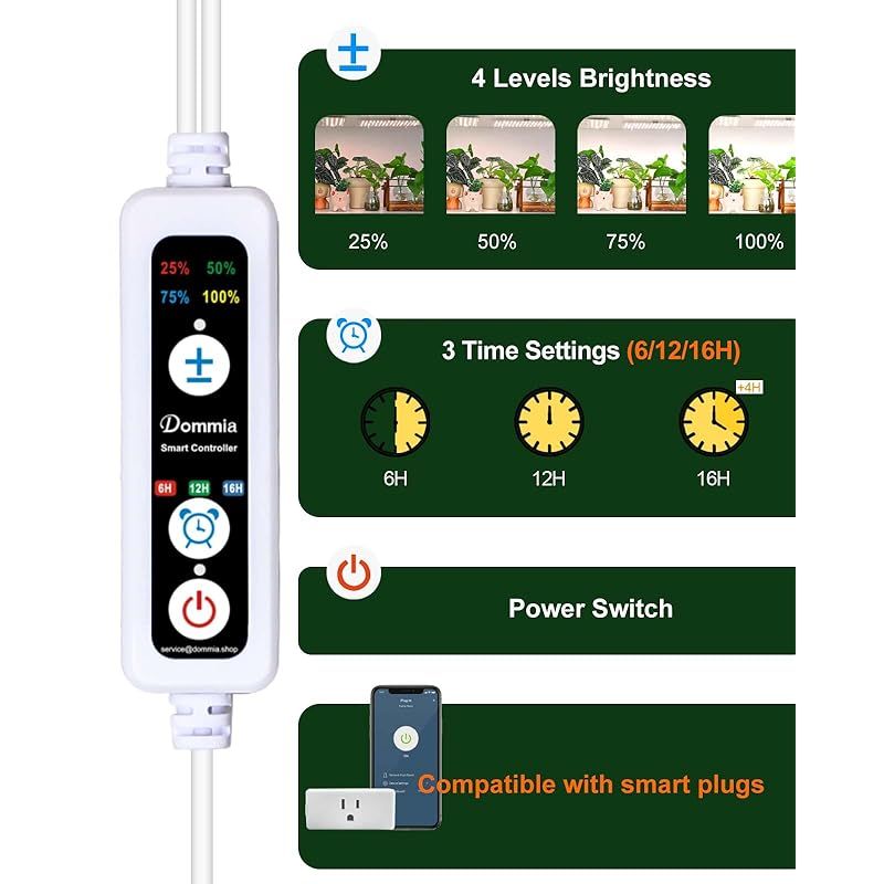 DOMMIA植物育成ライト 調光 な植物育成 led 光学レンズ付き全スペクトル タイマー付き植物用ト アダプター付きUSB育成 植物 led 1 LLC-HASEGAWATOSO_COM