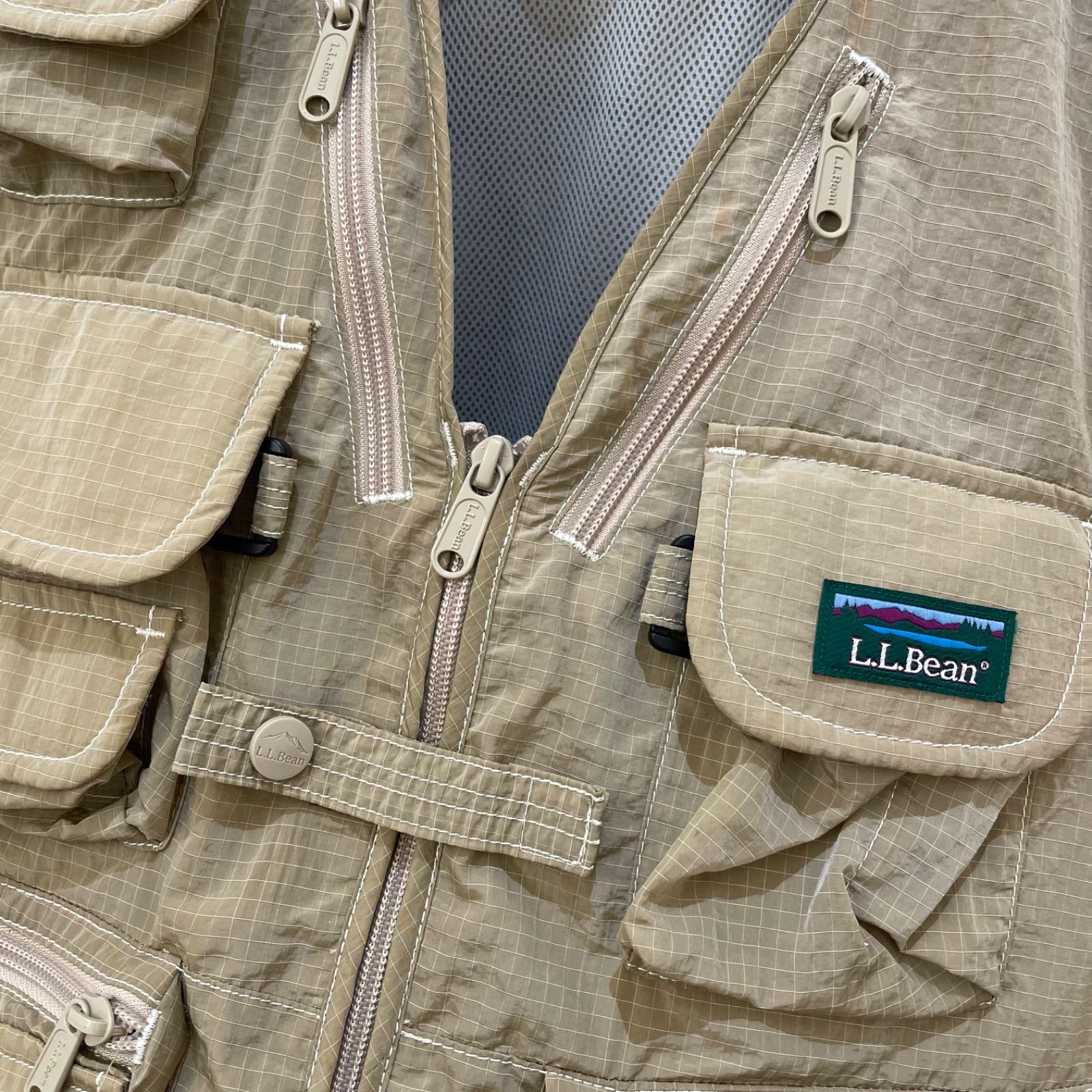 【美品】 エルエルビーン フィッシングベスト ベージュ Mサイズ L.L.Bean フライフィッシングベスト ベージュ Mサイズ