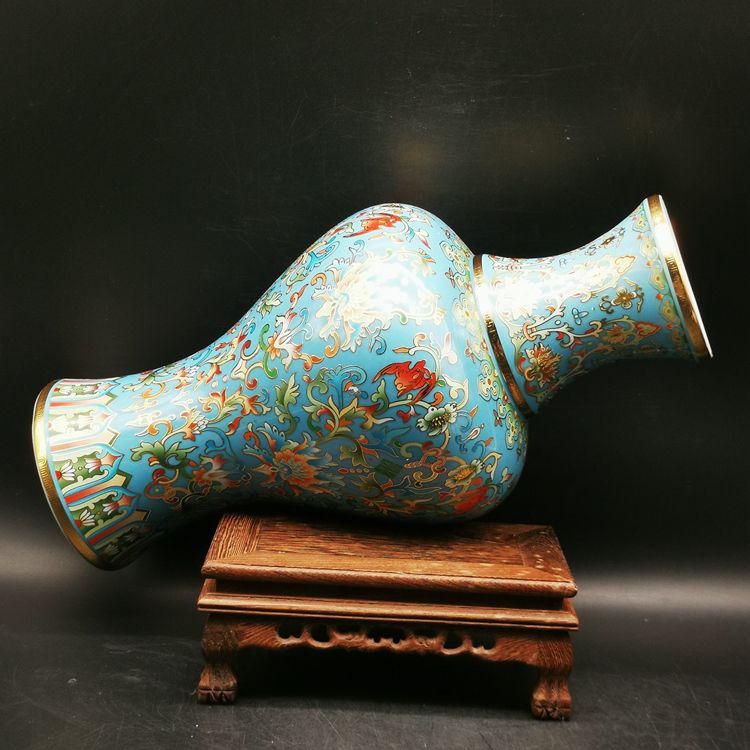 篮地琺瑯観音瓶 現代工芸品 美術品 装飾品 置物 篮地琺瑯観音瓶 現代工芸品 美術品 装飾品 置物 - メルカリ
