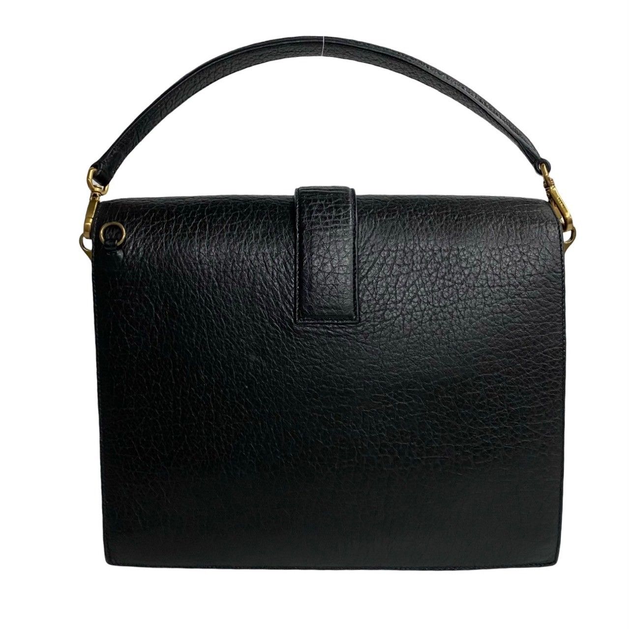 極 美品 希少品 カード付 PRADA プラダ ロゴ 金具 レザー ハンドバッグ