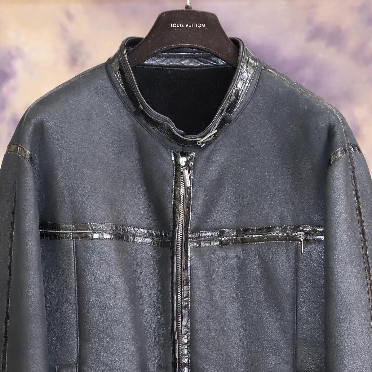 本物 美品 ブリオーニ 最高級クロコダイルレザー シアリング