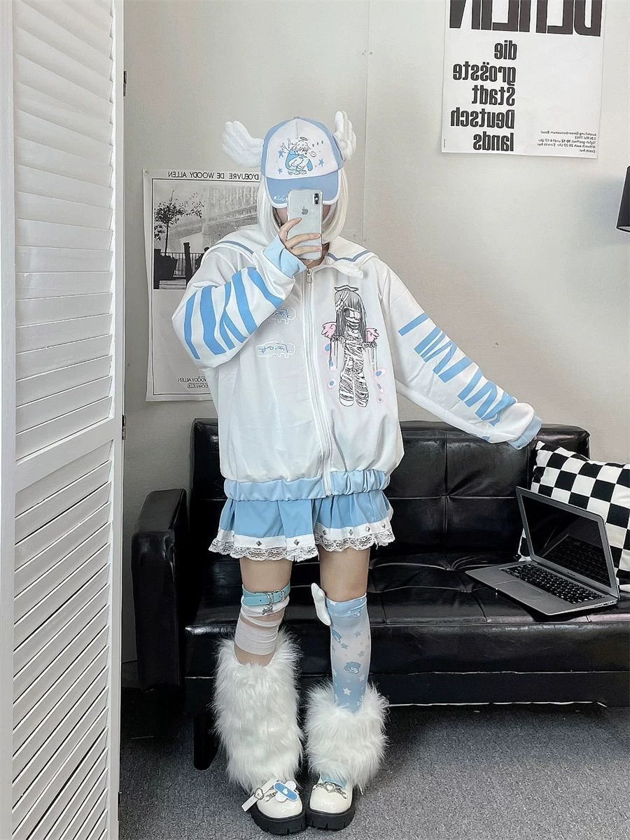 ??【地雷系】傷だらけ天使プリントパーカー? 個性的なデザイン✨ 包帯柄袖が特徴的?