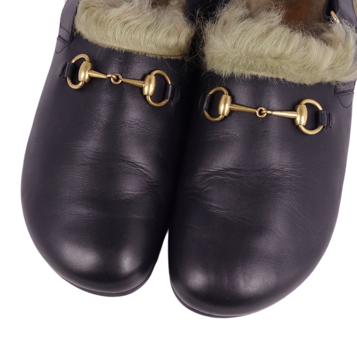 GUCCI ブラック ストラップミュール 美品】GUCCI グッチ サンダル ミュール アンクルストラップ ブラック