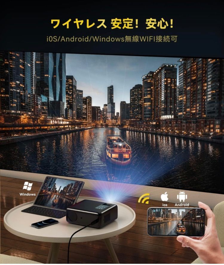 Rayfoto WiFi プロジェクター 小型 10000lm Bluetooth5.1 4K対応