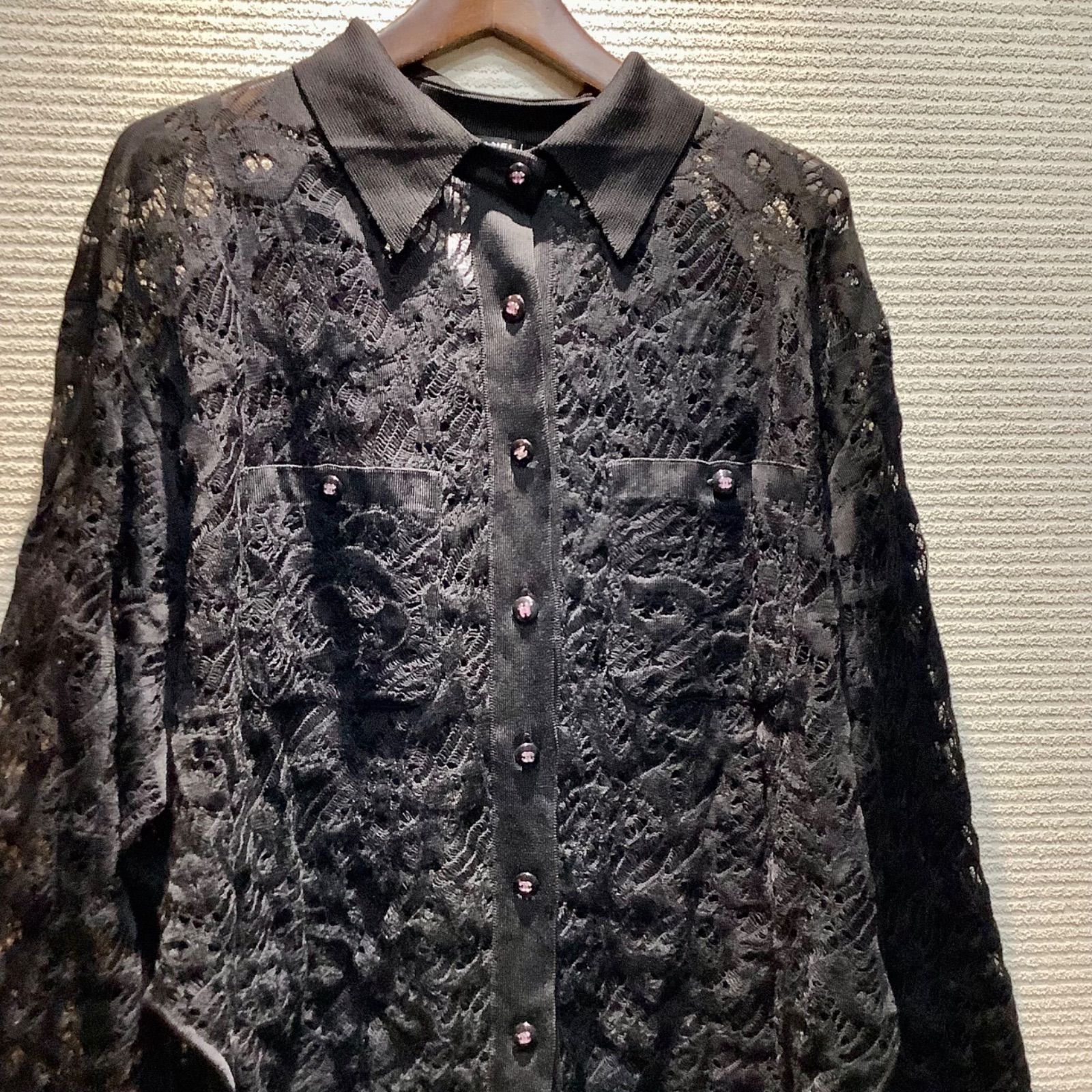 シャネル CHANEL 22P カメリア 星 ココマーク レース ブラウス