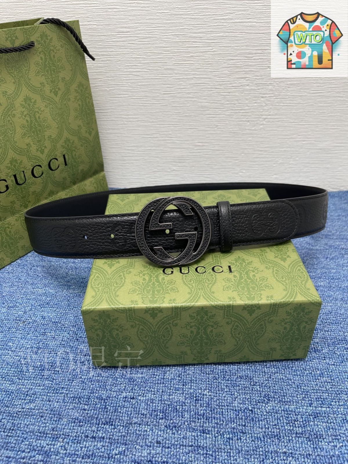 今日WTO】Gucci Signature ダブル G バックル 本革ベルト-1-XY28