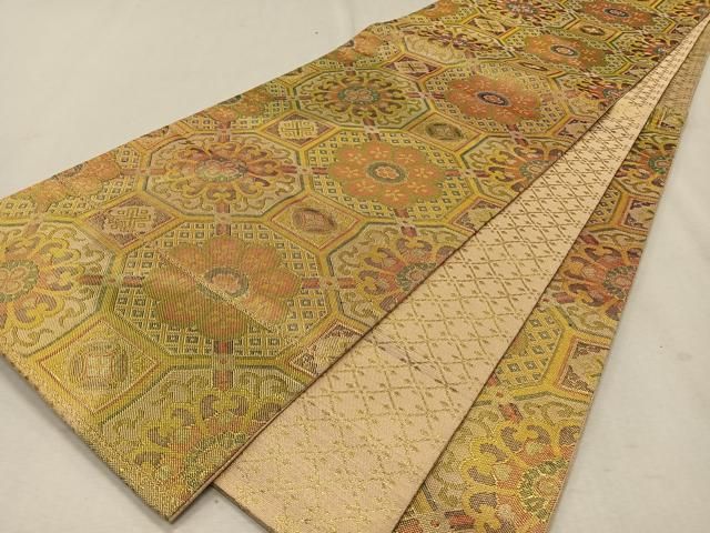 平和屋着物◎七彩佐賀錦 六通柄袋帯 蜀江花文 金糸 正絹 逸品