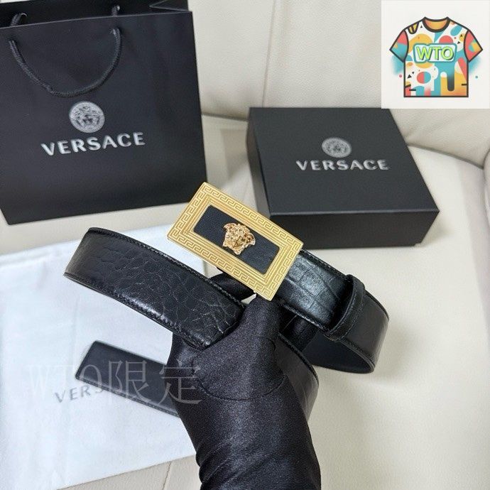 VERSACE メデューサヘッド レザーベルト 105cm 今日WTO】Versace MEDUSA ヘッドレザーメンズベルト-1-GM24