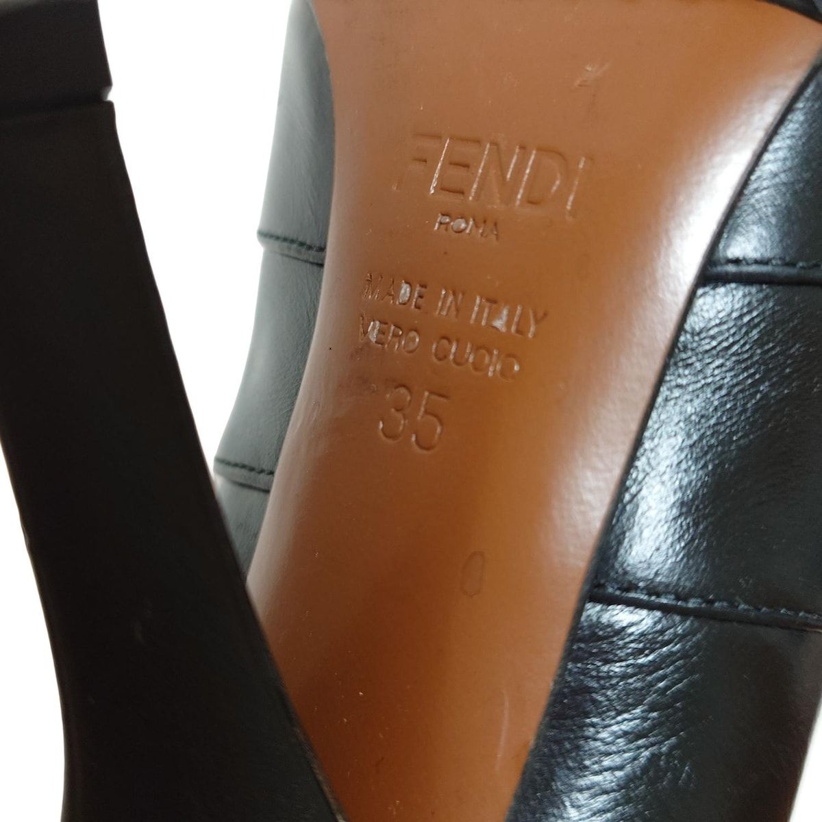 FENDI フェンディ ショートブーツ 35 レディース - 黒×白 アウトソール張替済 レザー KIN-KAAI_COM