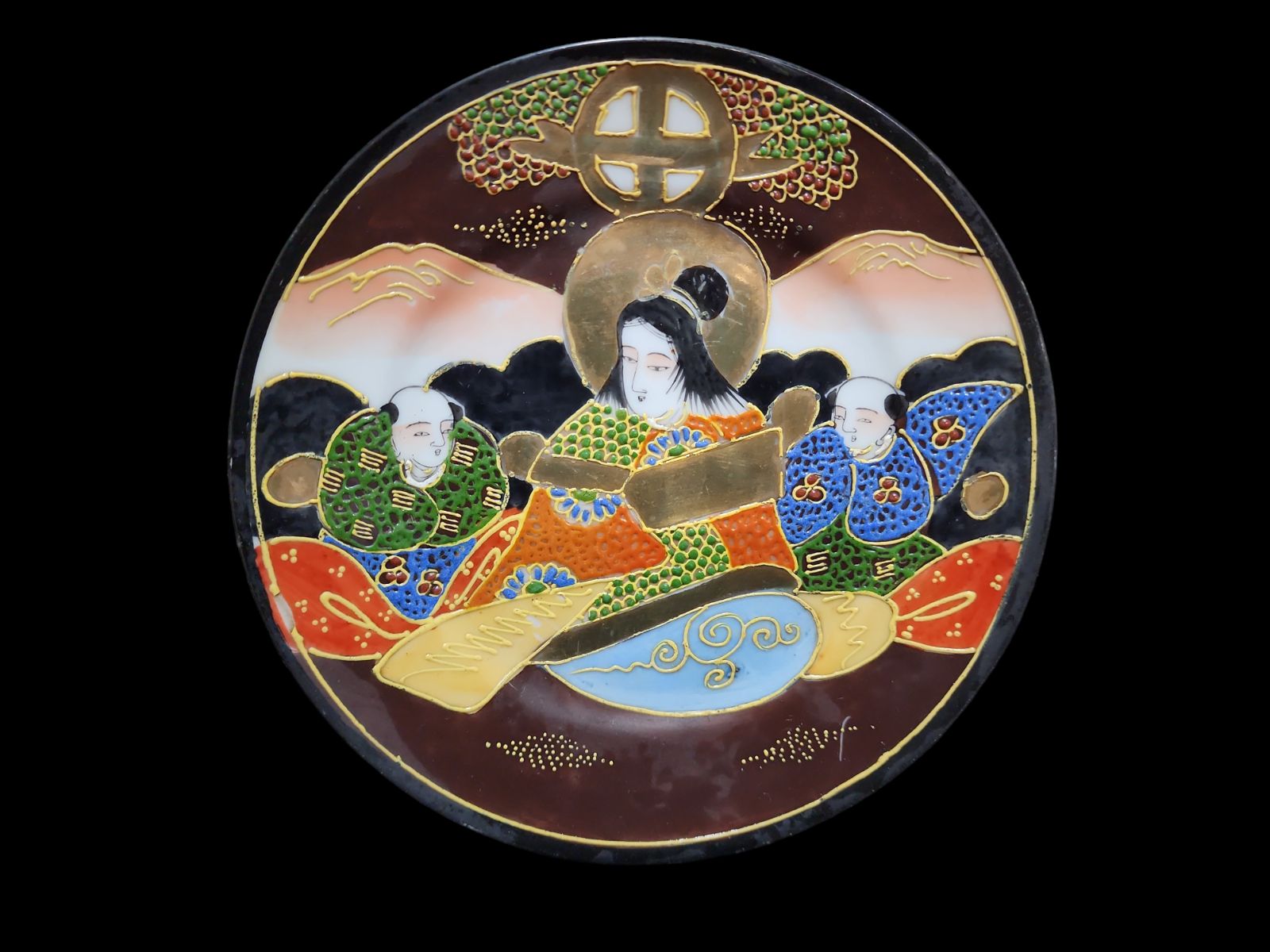 薩摩焼 金彩色絵皿 5客 時代物 絵皿 お皿 飾皿 遺品整理 生前