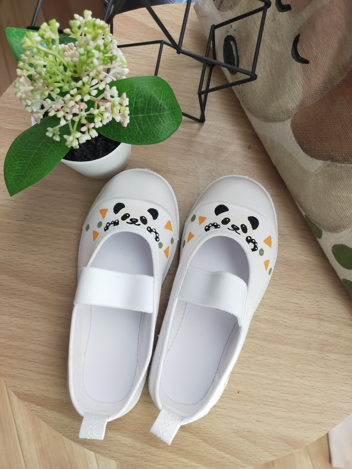 メルカリshops 上履き 上靴 16cm パンダ 手描き 可愛い上靴 オーダーok