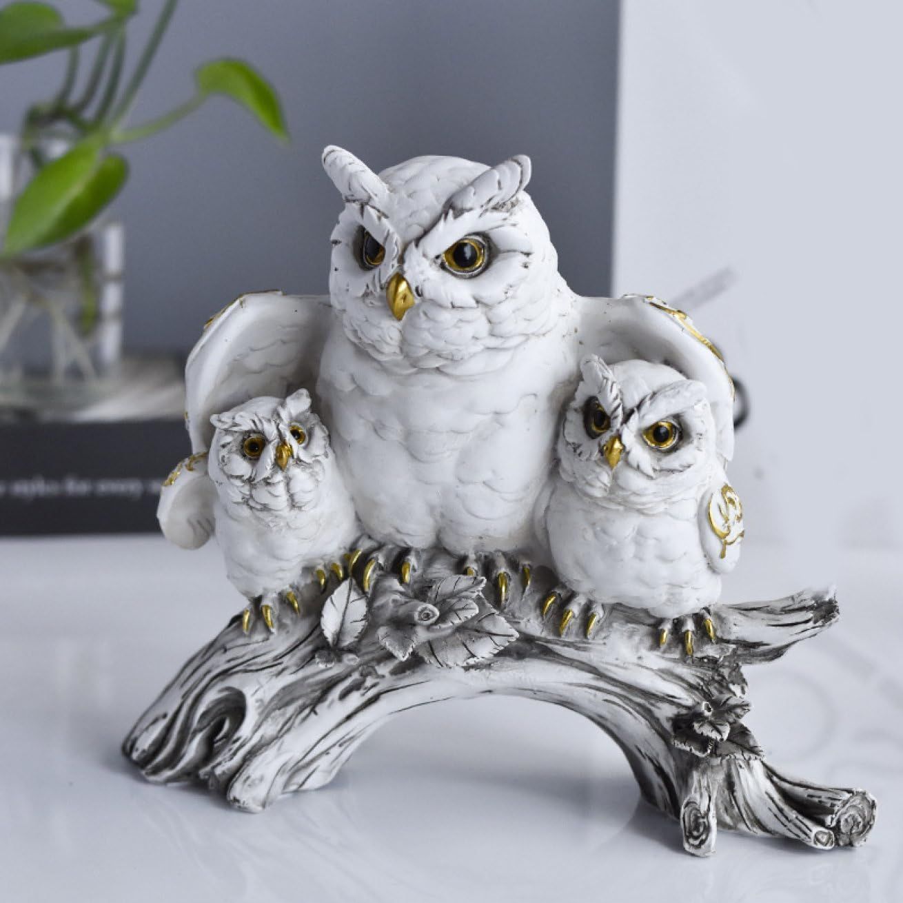 ガーデニング雑貨 置物 オブジェ フクロウ ホワイト かっこいい 上品 おしゃれ ガーデンオブジェ 置き物 ガーデン雑貨 園芸雑貨 園芸用品 インテリア 北欧