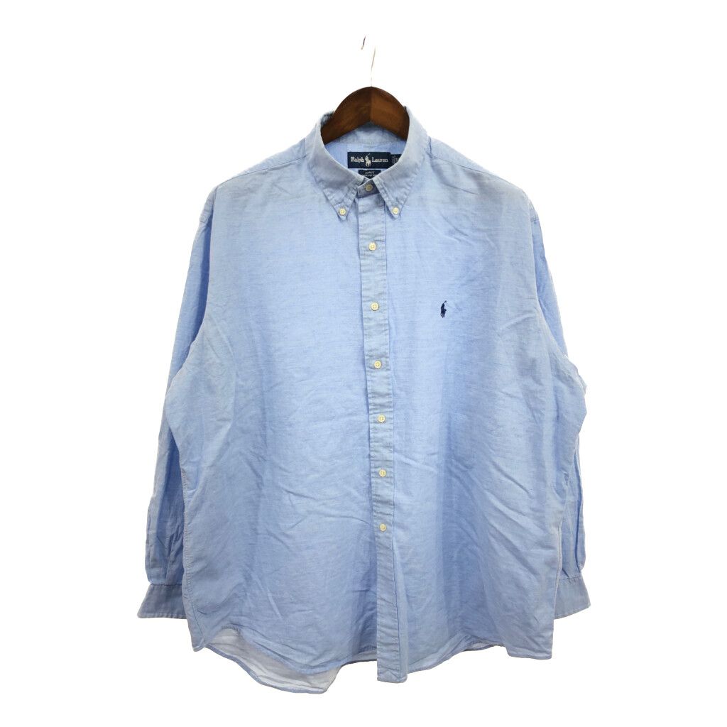 90s ラルフローレン RALPH LAUREN 無地 ボタンダウン 長袖シャツ