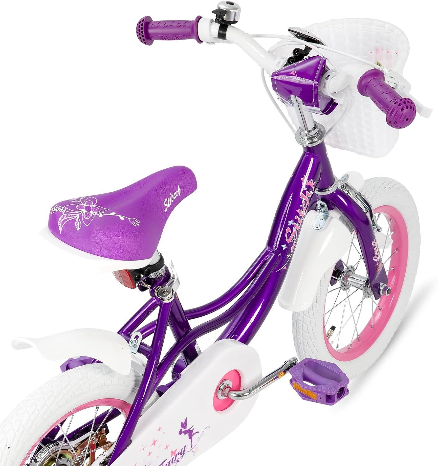 紫色 14インチ 自転車 補助輪付き