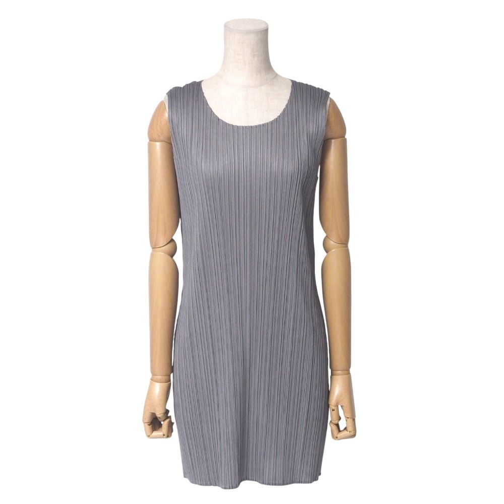 PLEATS PLEASE ISSEY MIYAKE プリーツプリーズ イッセイミヤケ ワンピース サイズ3 プリーツ クルーネック ノースリーブ チュニック ブランド古着 20250502|RA4568