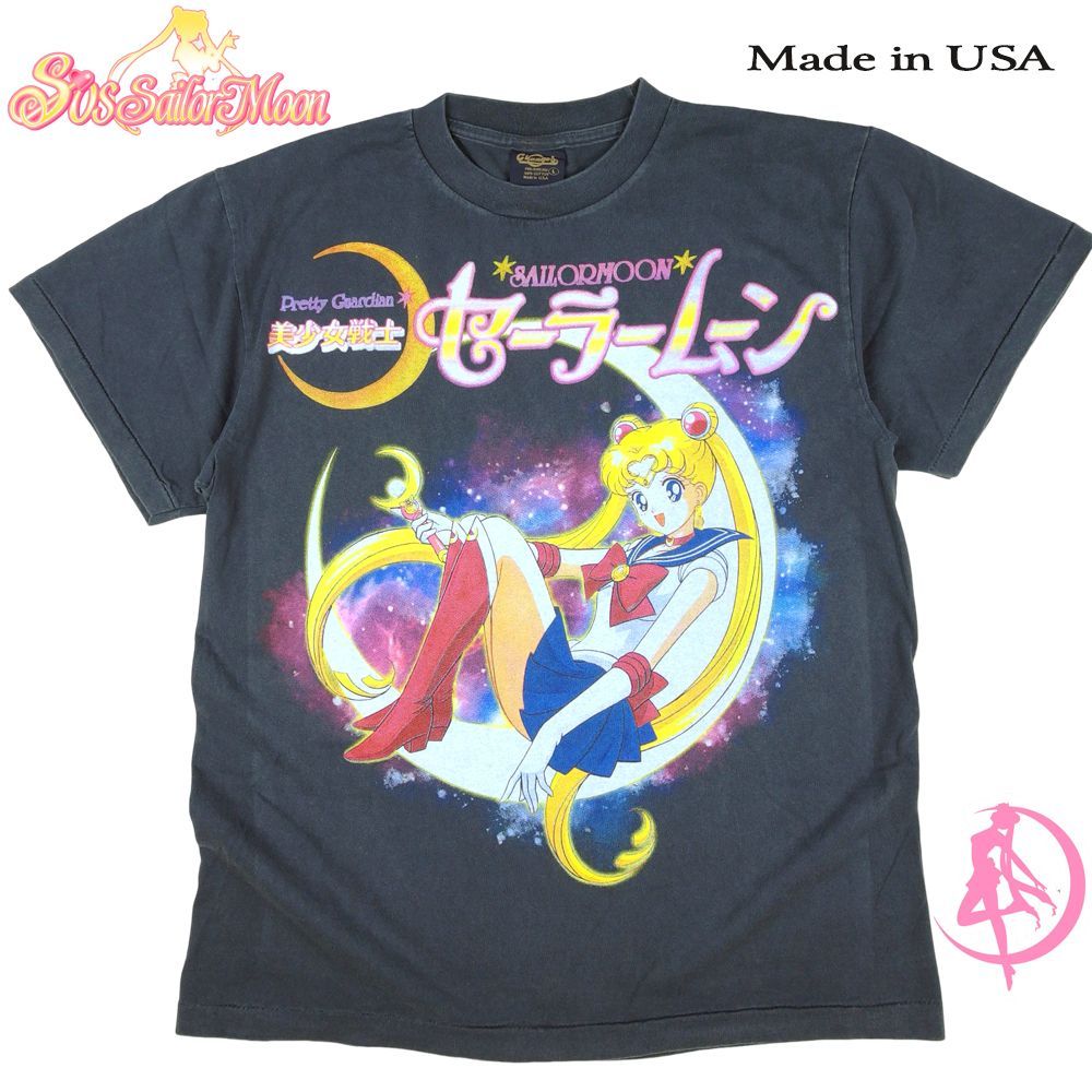 セーラームーン オフィシャル Tシャツ made in usa 260☆美少女戦士 セーラームーン Tシャツ USA製 アニメ ブラック