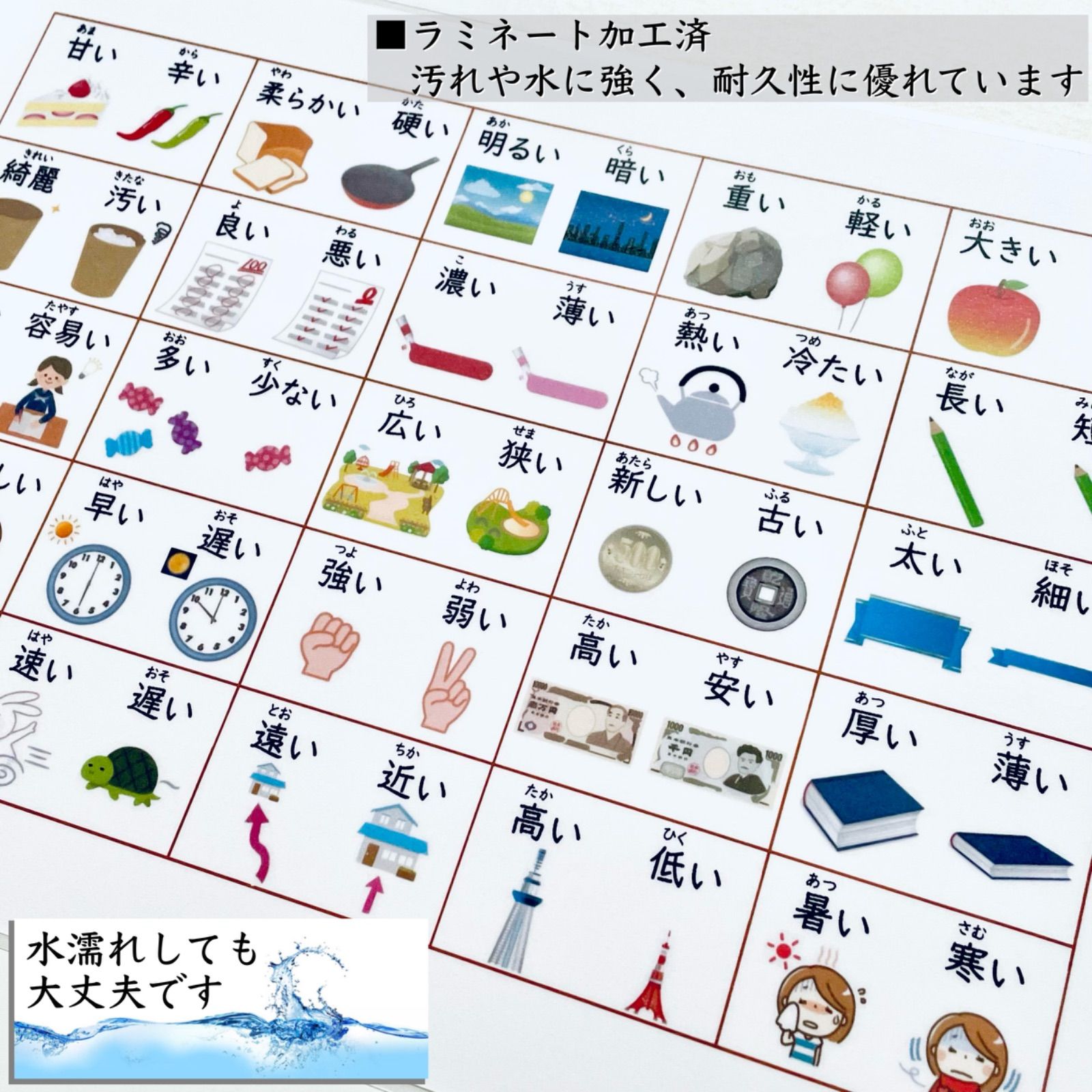 反対語表 反対言葉 対義語ポスター 小学校受験教材 幼児教育 知育 - メルカリ