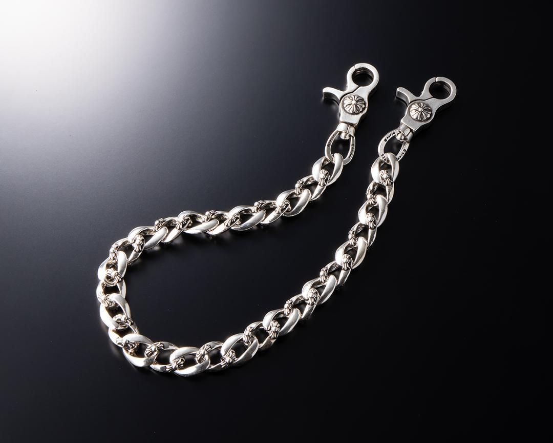 シルバー925 ウォレットチェーン タイニーキーリング クロス刻印入り