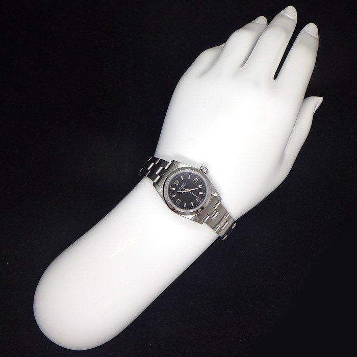 ロレックス Rolex 腕時計 オイスターパーペチュアル 76080 K番 2001年製 夜光インデックス 夜光針 ブラック文字盤 SS 自動巻き 【中古】 ロレックス Rolex 腕時計 オイスターパーペチュアル 76080 K番 2001年