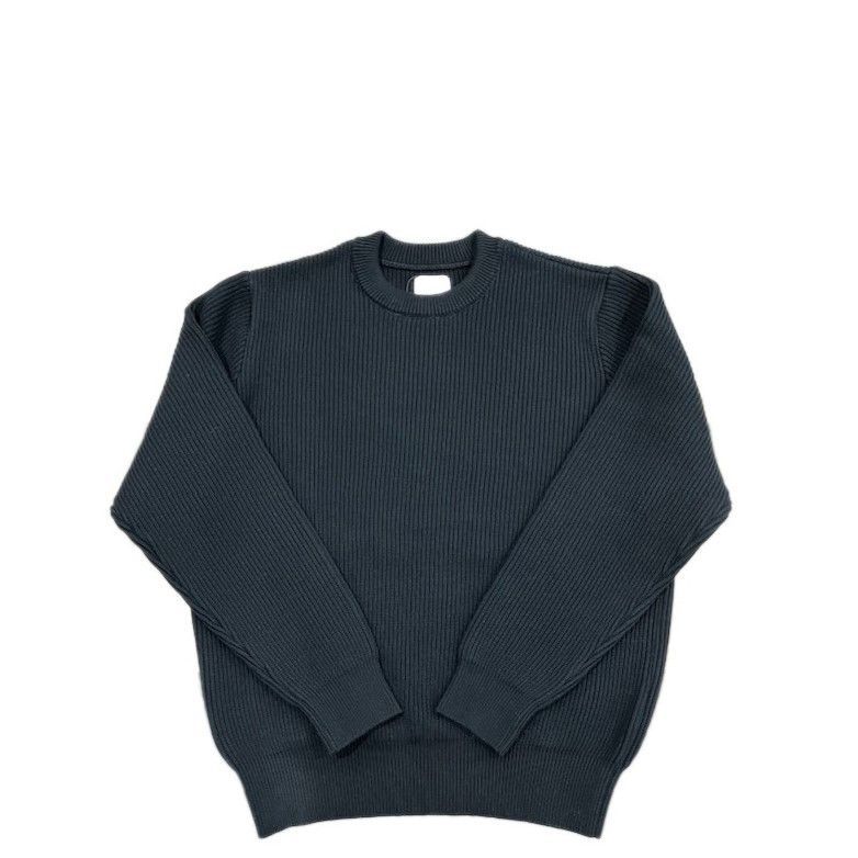 Yonetomi / MERCERIZED COTTON RIB KNIT P/O  BLACK NAVY