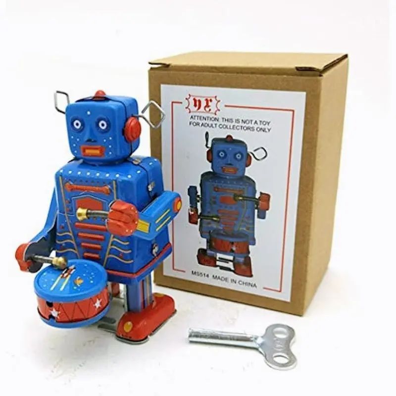 50年代 ブリキ ロボット ブルドーザー マルサン ビンテージ 巨大なザスーラ限定版ロボット。ビンテージのゼンマイ巻き上げ式