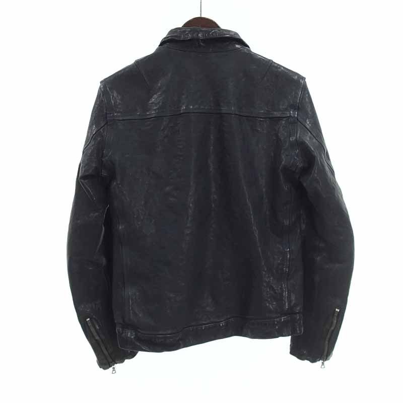 BACKLASHジャパンカーフ襟付きシングルライダース/バックラッ