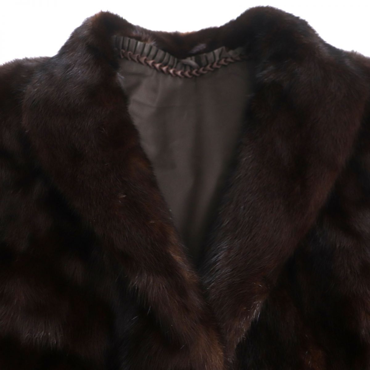 ミンクの毛皮 美品▽MINK ミンク 本毛皮コート ダークブラウン 毛質艶やか